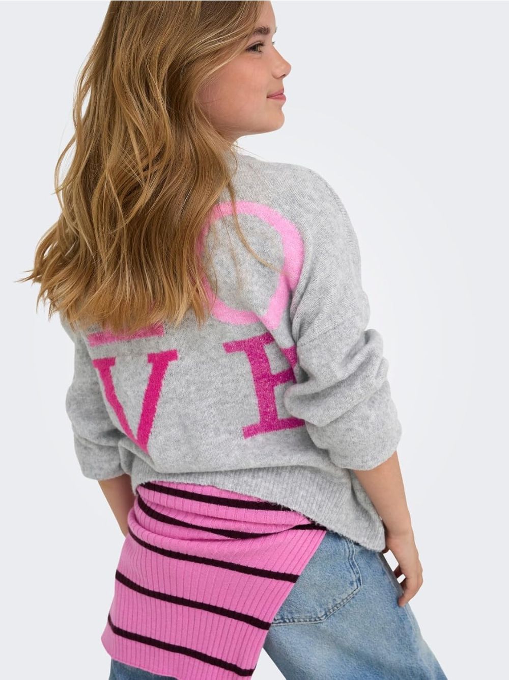 Pullover Only ABBY LOVE PULLOVER VD KNT Bambina - Grigio