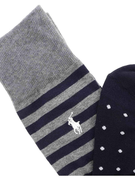 Calze Ralph Lauren DOT STRIPE-CREW-2 PACK Uomo - Navy