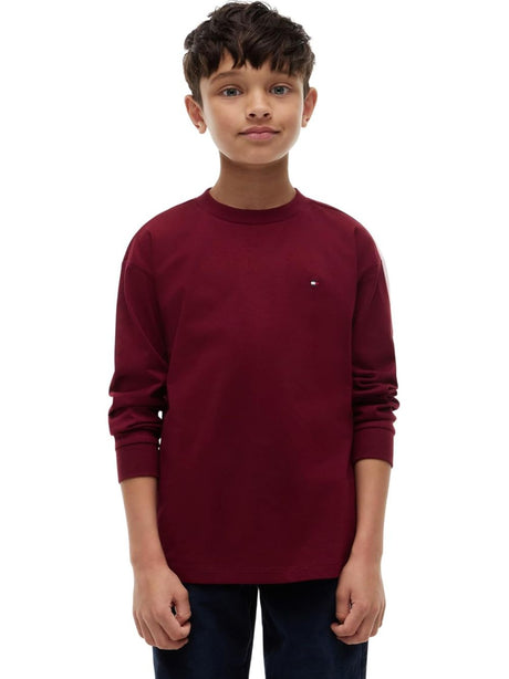 T-shirt Tommy Hilfiger ESSENTIAL T-SHIRT LS Bambino - Bordeaux