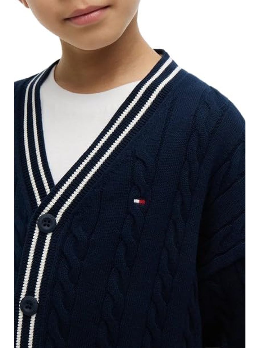 Pullover Tommy Hilfiger COTTON POLO TIPPING CARDIGAN Bambino - Navy