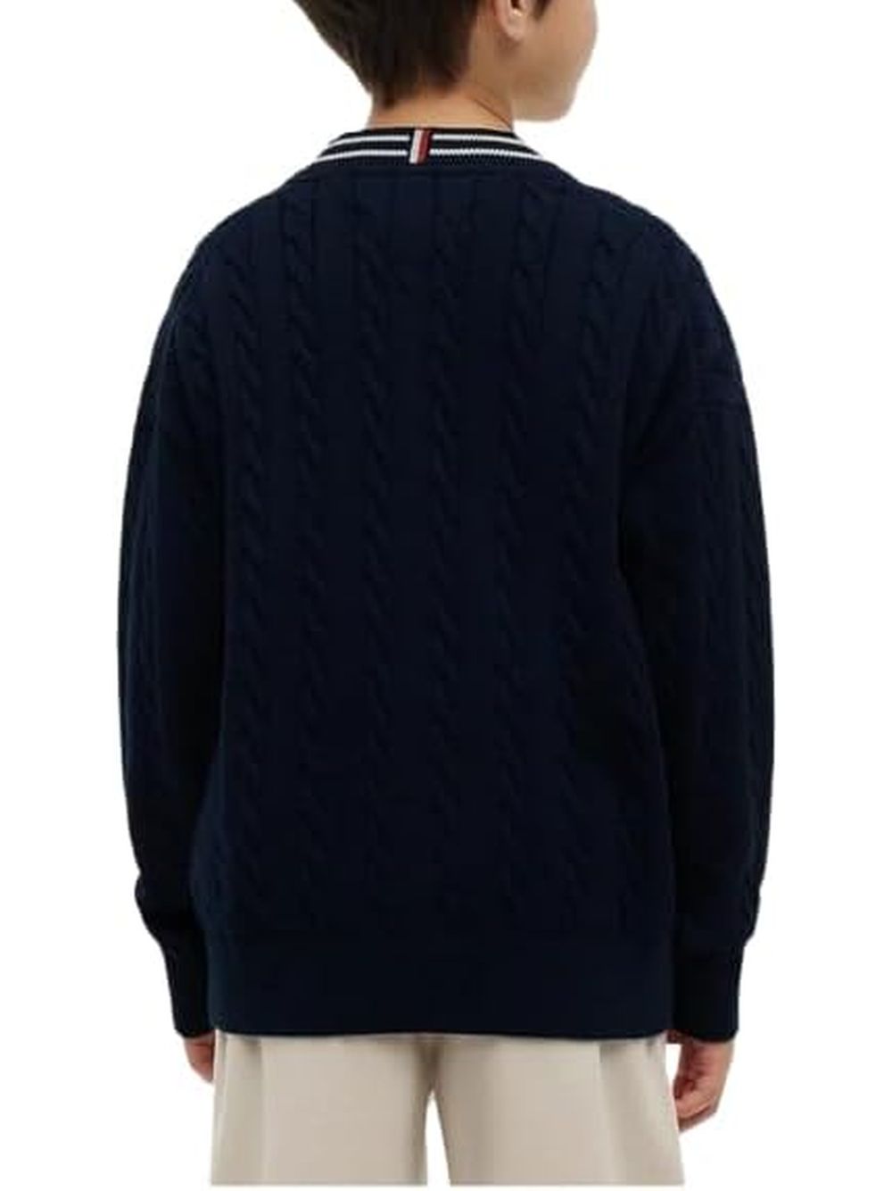 Pullover Tommy Hilfiger COTTON POLO TIPPING CARDIGAN Bambino - Navy
