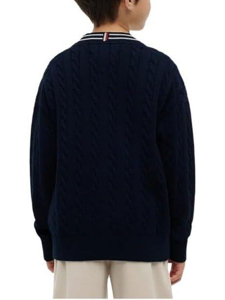 Pullover Tommy Hilfiger COTTON POLO TIPPING CARDIGAN Bambino - Navy