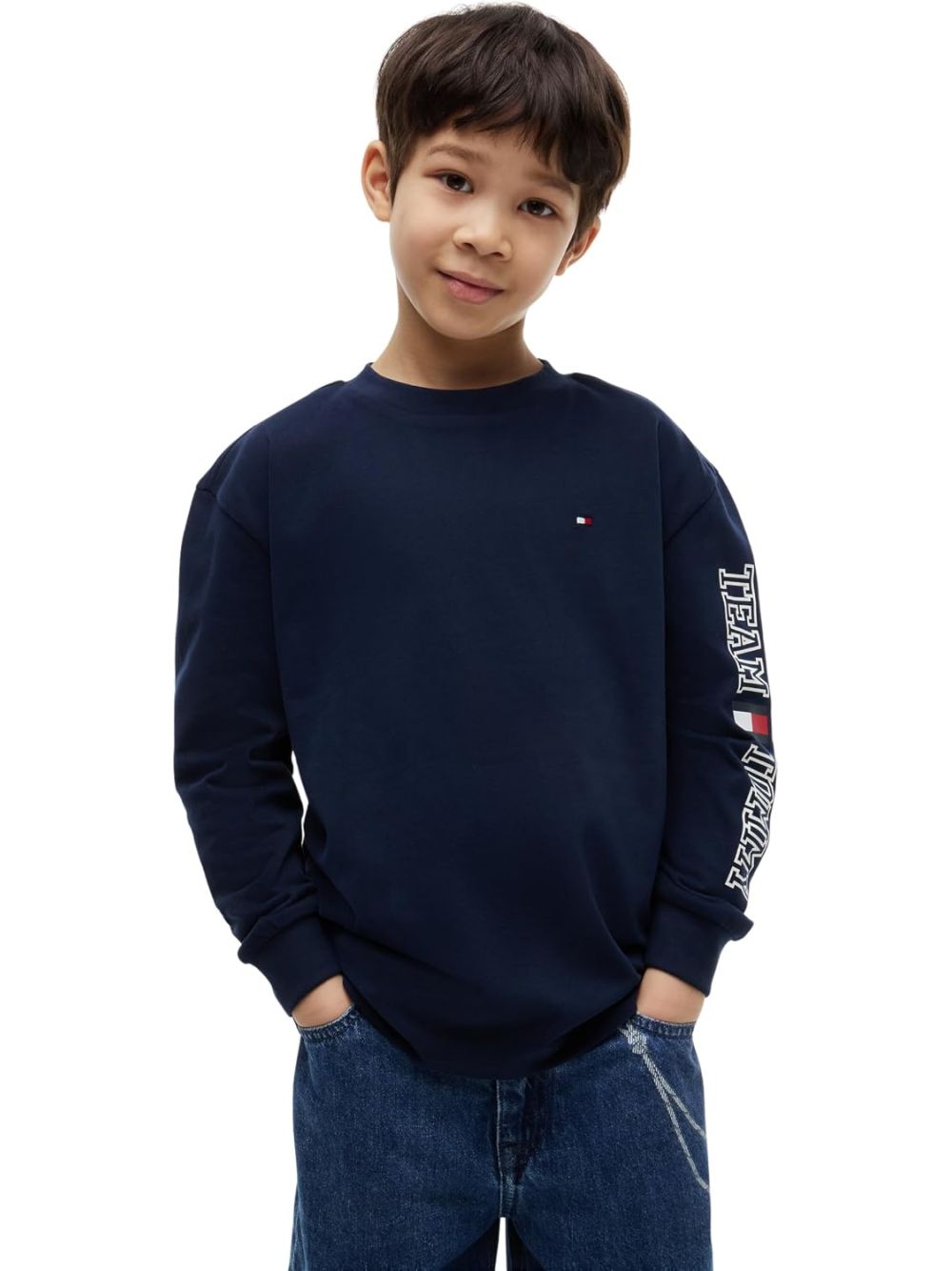 T-shirt Tommy Hilfiger TEAM TOMMY GRAPHIC LS Bambino - Navy