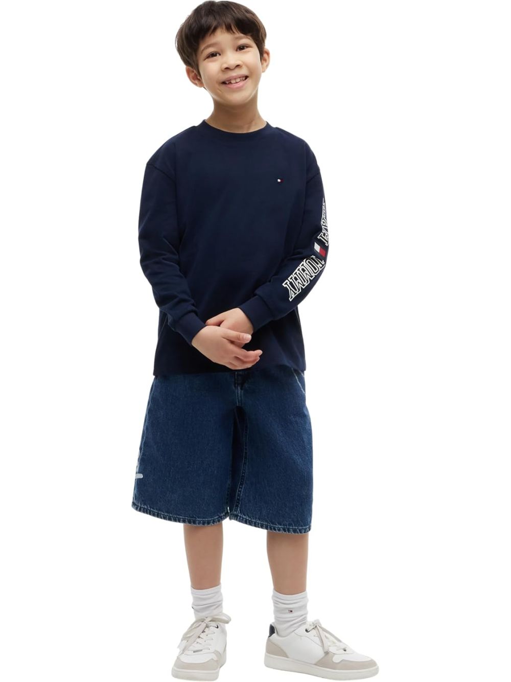 T-shirt Tommy Hilfiger TEAM TOMMY GRAPHIC LS Bambino - Navy