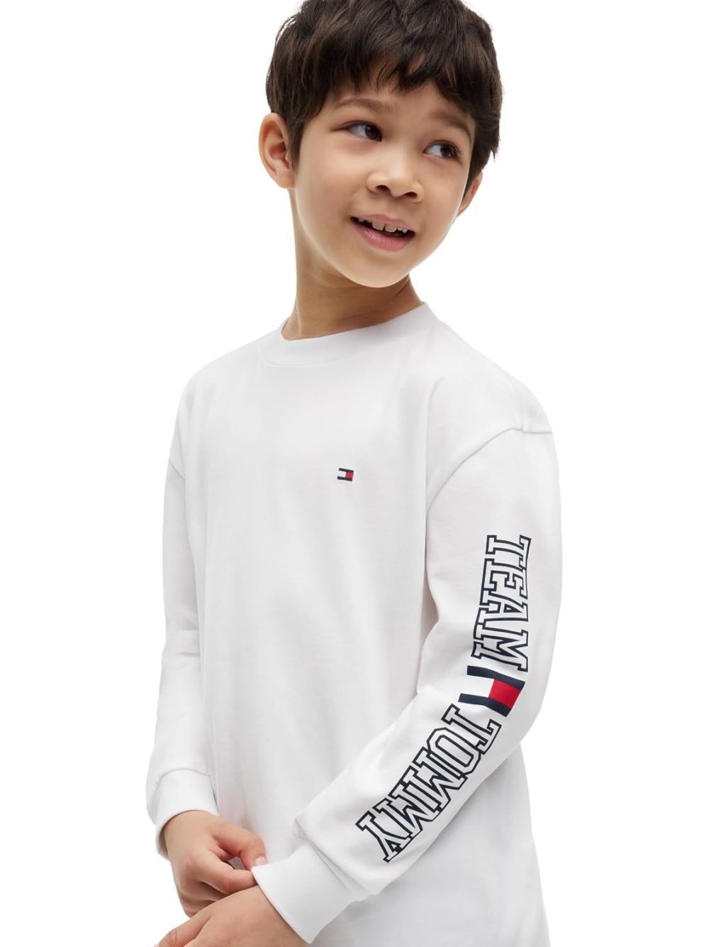 T-shirt Tommy Hilfiger TEAM TOMMY GRAPHIC LS Bambino - Bianco