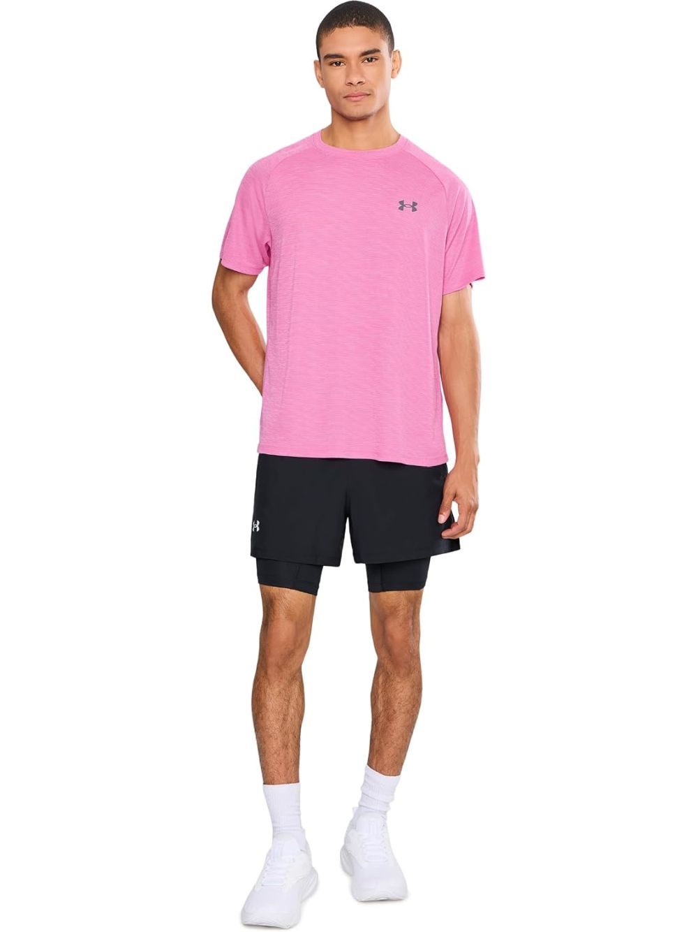T-shirt Sportiva Under Armour TECH TEXTURED SS Uomo - Rosa