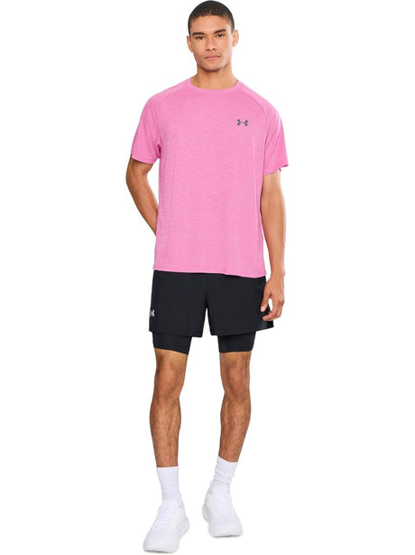 T-shirt Sportiva Under Armour TECH TEXTURED SS Uomo - Rosa