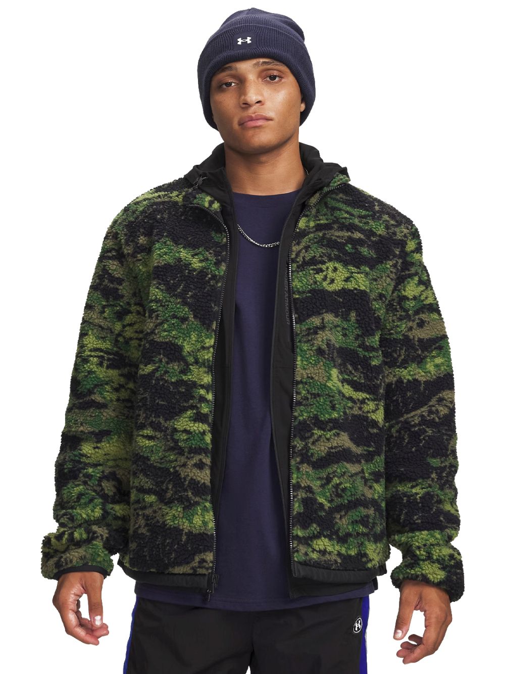 Felpa Under Armour ICON CW HIGH PILE FZ Uomo - Oliva