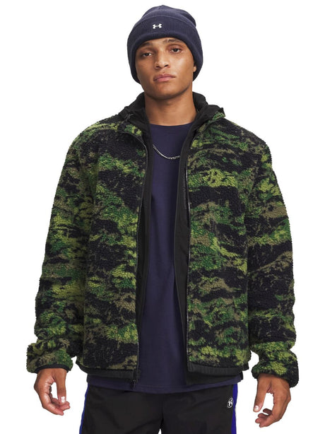 Felpa Under Armour ICON CW HIGH PILE FZ Uomo - Oliva
