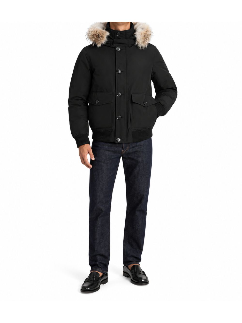 Giubbotto Woolrich POLAR DETACHABLE FUR BOMBER Uomo - Nero