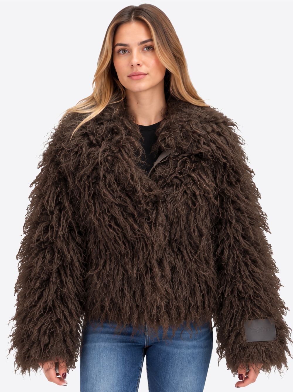 Giacca Yes Zee TESSUTO EFFETTO PELUCHE FLUFFY Donna - Marrone