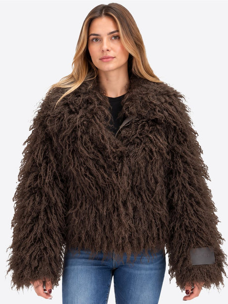 Giacca Yes Zee TESSUTO EFFETTO PELUCHE FLUFFY Donna - Marrone