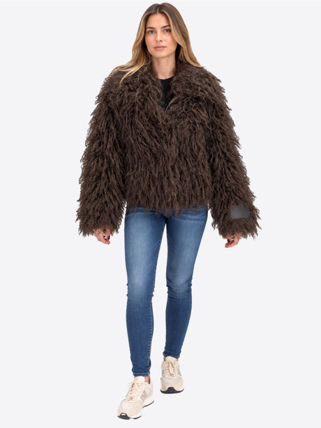 Giacca Yes Zee TESSUTO EFFETTO PELUCHE FLUFFY Donna - Marrone