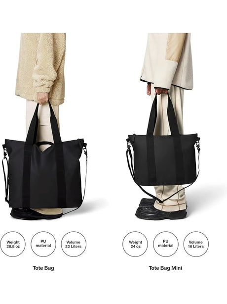 Borsa Rains Unisex Tote Nero Rains  Angolo dello Sport