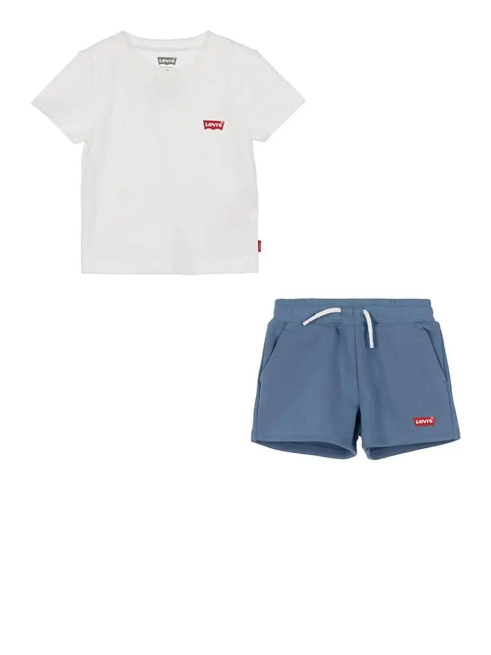 Completo Levis Bambino Batwing Tee & Knit Short Bianco Levi's  Angolo dello Sport