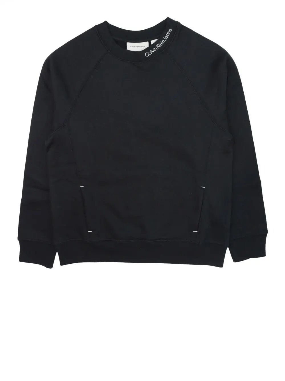 Felpa Calvin Klein Bambino Neck Emb. Fleece Crewneck Nero Calvin Klein  Angolo dello Sport