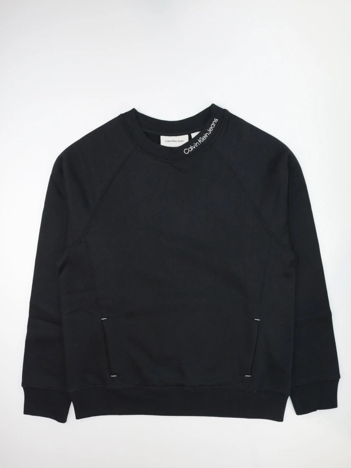 Felpa Calvin Klein Bambino Neck Emb. Fleece Crewneck Nero Calvin Klein  Angolo dello Sport