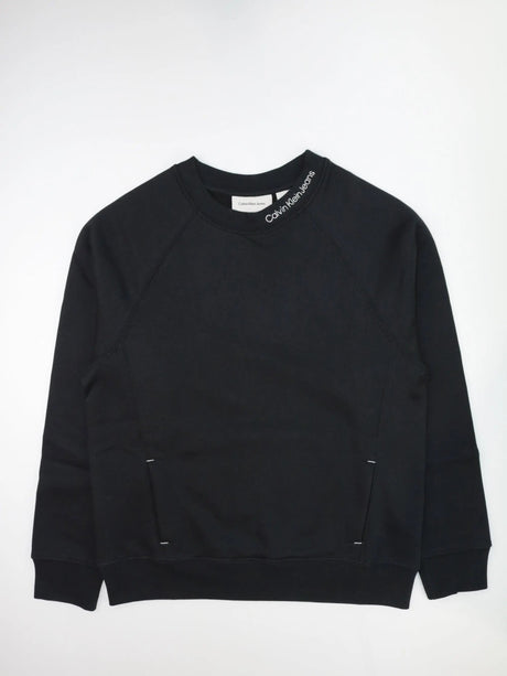 Felpa Calvin Klein Bambino Neck Emb. Fleece Crewneck Nero Calvin Klein  Angolo dello Sport