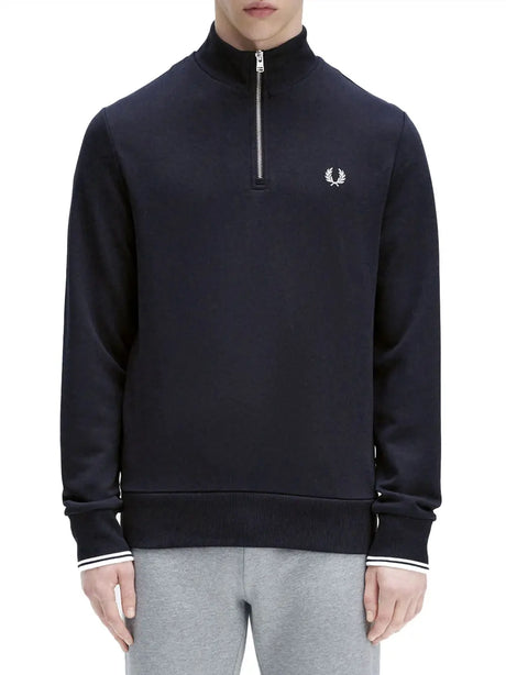 Felpa Fred Perry Half Zip Sweatshirt Uomo - Navy