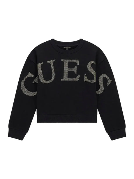 Felpa Guess BIG LOGO STRASS Bambina - Nero