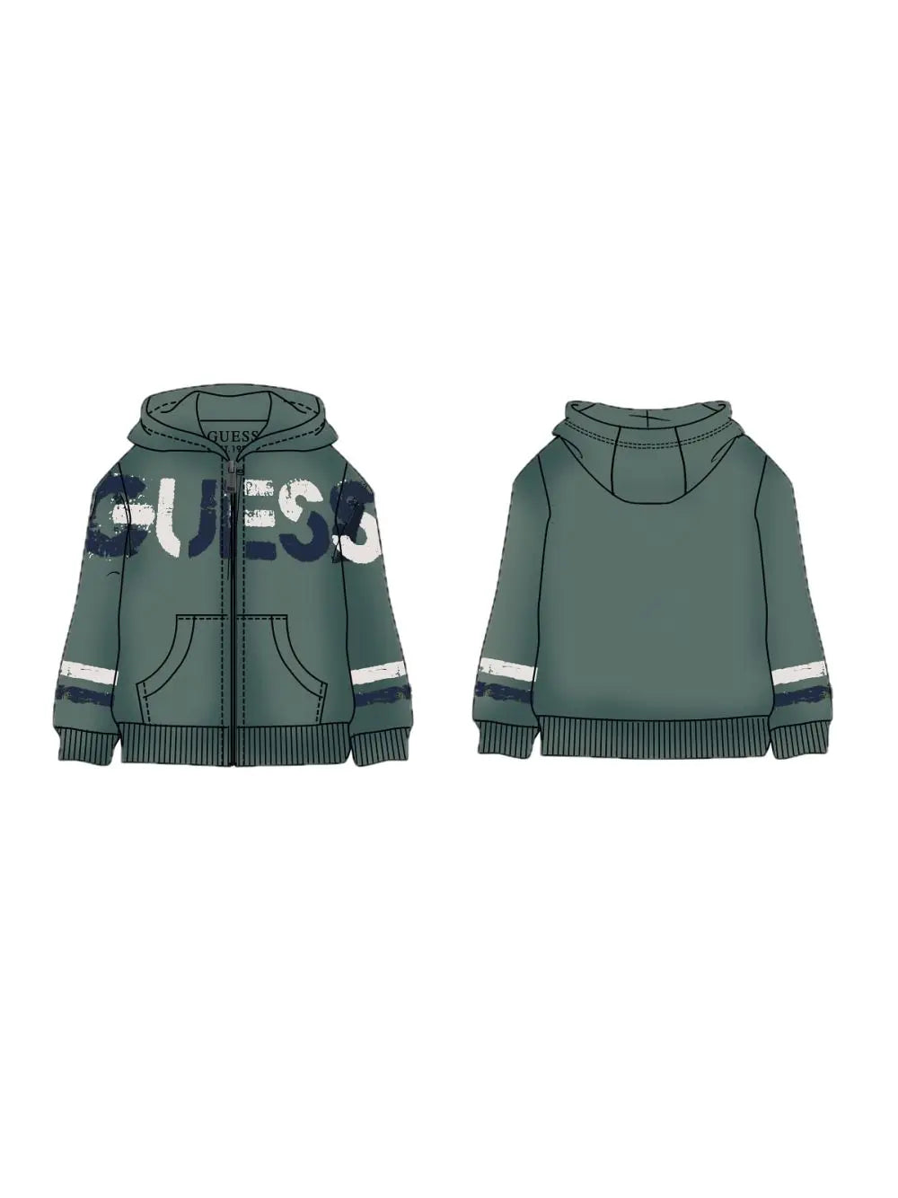 Felpa Guess LS HOODED ACTIVE TOP W/ZIP Bambino - Verde