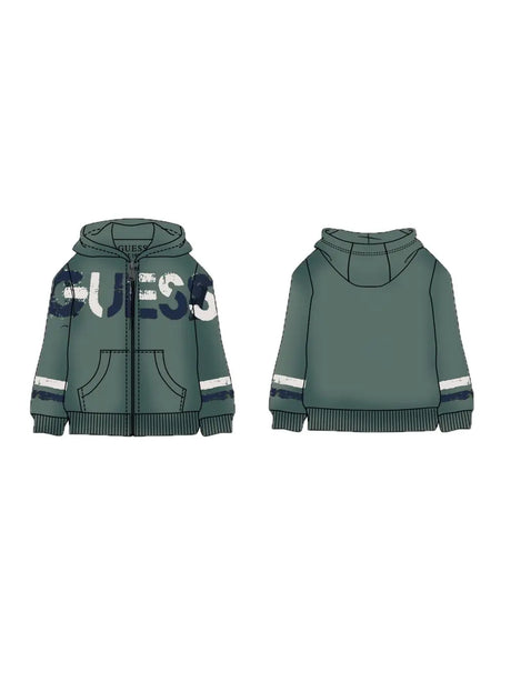 Felpa Guess LS HOODED ACTIVE TOP W/ZIP Bambino - Verde