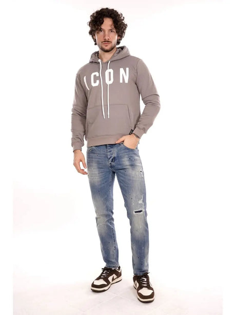 Felpa Icon CAPPUCCIO C/LOGO GRANDE Uomo - Grigio