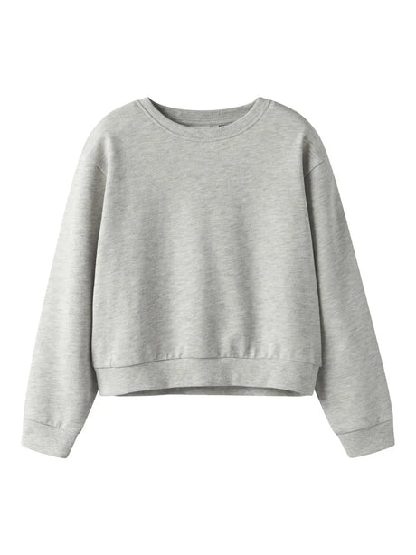 Felpa Name It MILLE SHORT NREG LS SWE O-NECK NOOS Bambina - Grigio