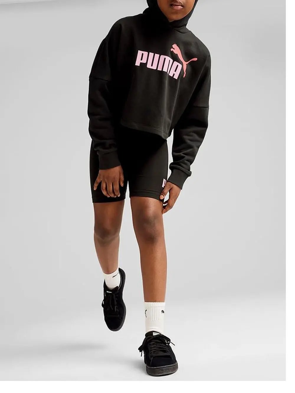 Felpa Puma Bambina Ess Logo Cropped Hoodie G Nero Puma  Angolo dello Sport
