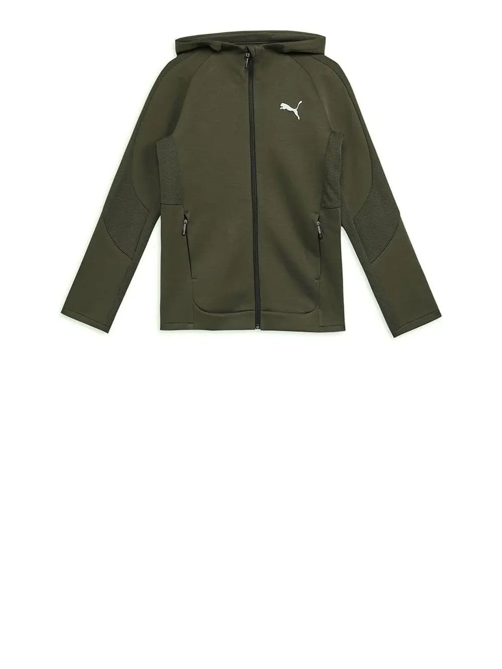 Felpa Puma Bambino Evostripe Fz Hoodie Dk Verde Puma  Angolo dello Sport