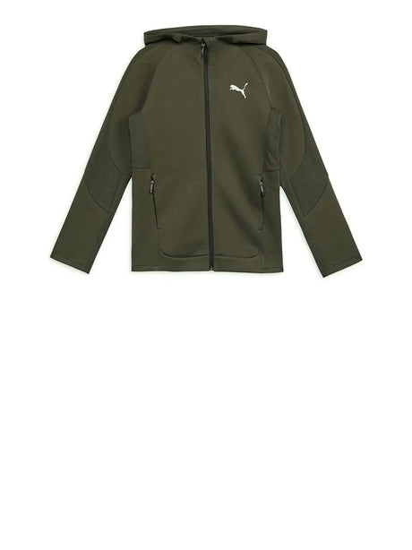 Felpa Puma Bambino Evostripe Fz Hoodie Dk Verde Puma  Angolo dello Sport