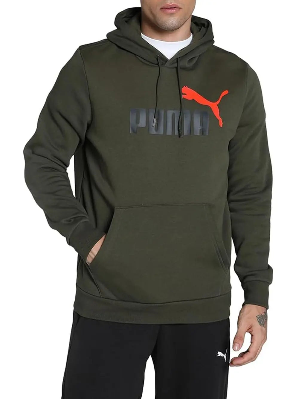 Felpa Puma Uomo Ess+ 2 Col Ig Logo Hoodie Verde Puma  Angolo dello Sport