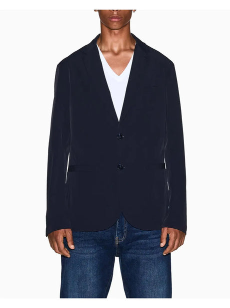 Giubbino Armani monopetto in twill ultra stretch Uomo - Navy