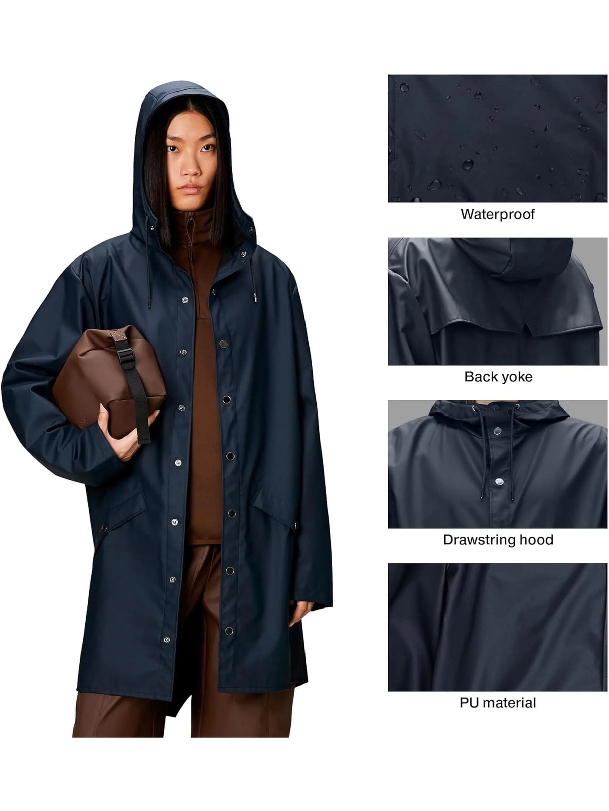 Impermeabile Rains Unisex Long Navy Rains  Angolo dello Sport