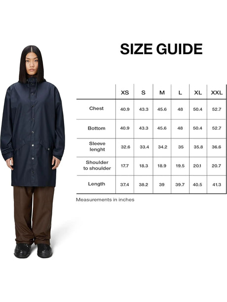 Impermeabile Rains Unisex Long Navy Rains  Angolo dello Sport