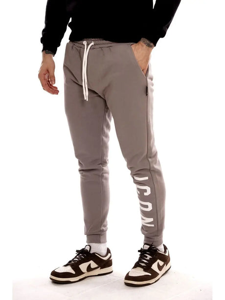 Pantalone Felpa Icon LOGO GRANDE SU GAMBA Uomo - Grigio