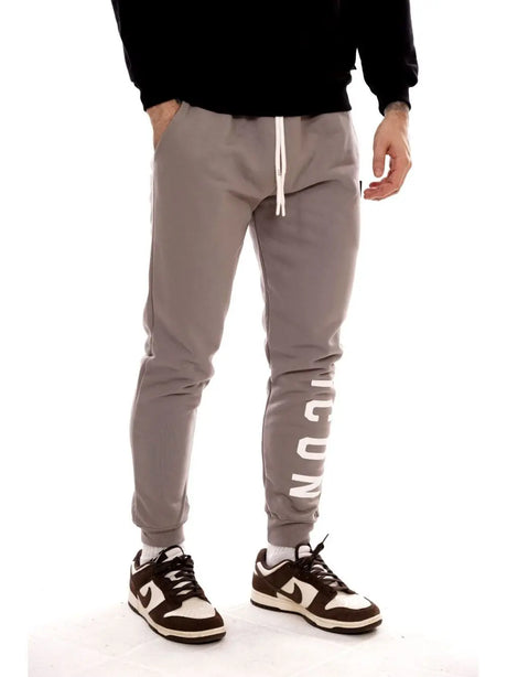 Pantalone Felpa Icon LOGO GRANDE SU GAMBA Uomo - Grigio