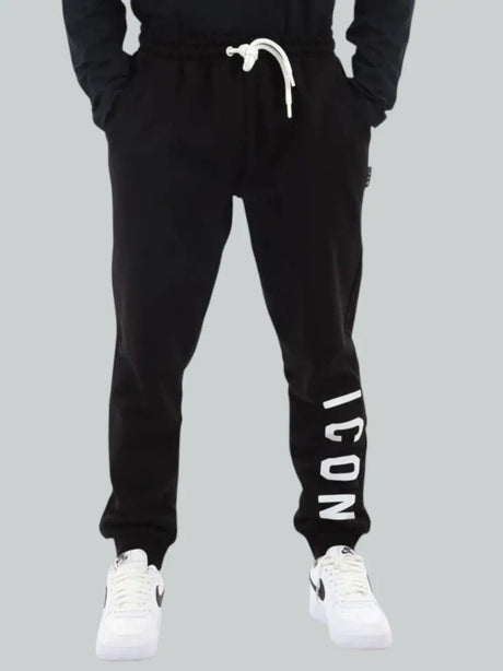 Pantalone Felpa Icon LOGO GRANDE SU GAMBA Uomo - Nero