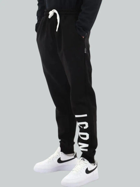 Pantalone Felpa Icon LOGO GRANDE SU GAMBA Uomo - Nero