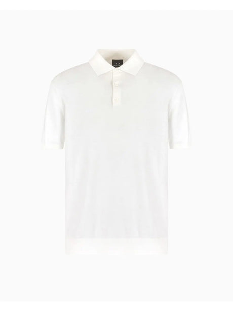 Polo Armani in piquet con dettagli a contrasto Uomo - Bianco