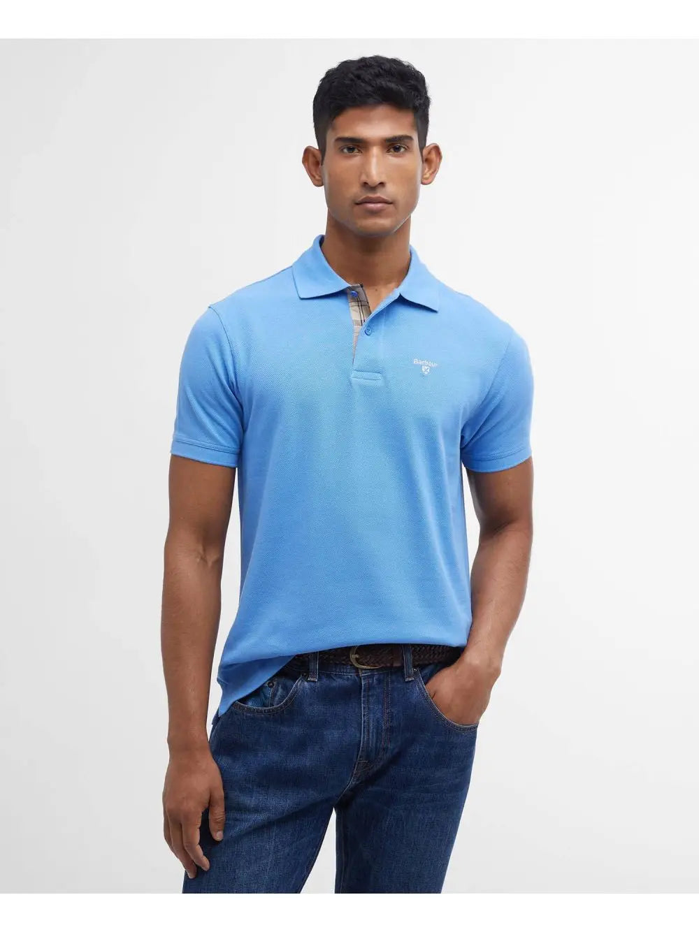 Polo Barbour tartan piquet Uomo - Azzurro