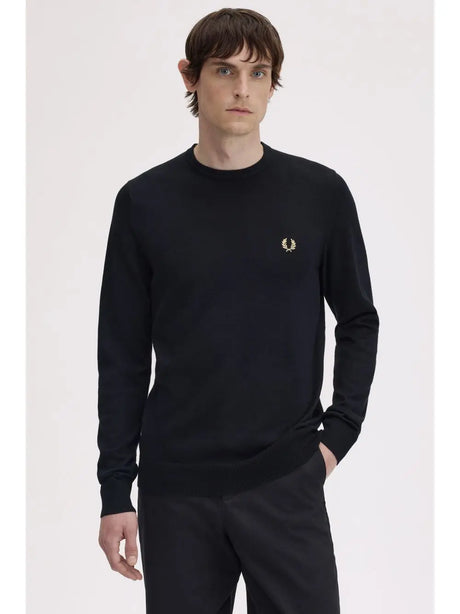 Pullover Fred Perry Classic Crew Neck Jumper Uomo - Nero Fred Perry  Angolo dello Sport