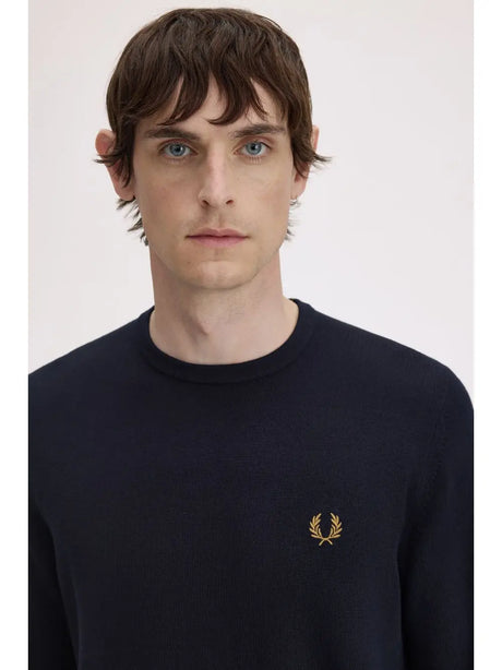 Pullover Fred Perry Classic Crew Neck Uomo - Navy Fred Perry  Angolo dello Sport