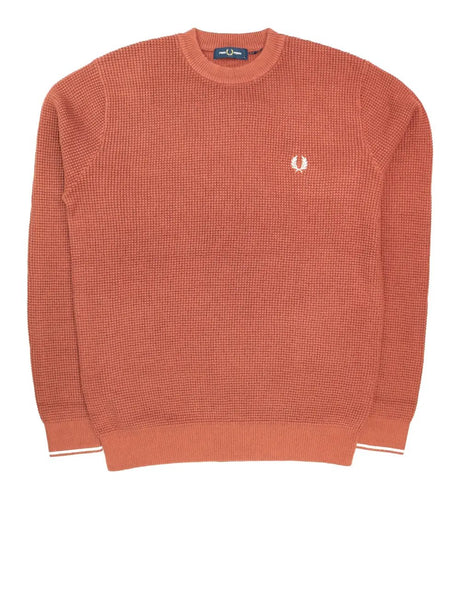 Pullover Fred Perry Uomo Waffle Arancione Fred Perry  Angolo dello Sport