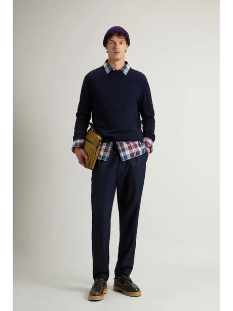 Pullover Woolrich LAMBSWOOL CREWNECK Uomo - Blu