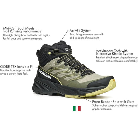 Scarpe Trekking Scarpa Donna Rush 2 Mid Gtx Giallo Scarpa  Angolo dello Sport