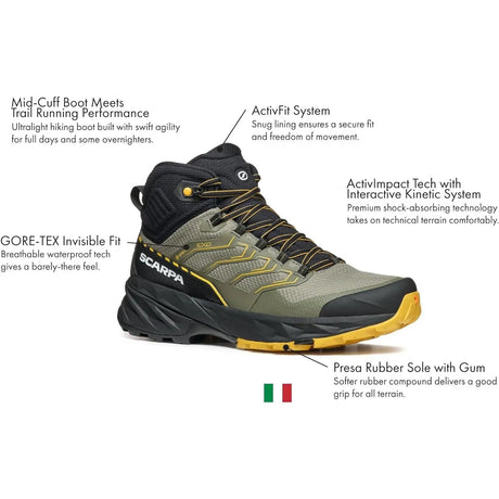 Scarpe Trekking Scarpa Uomo Rush 2 Mid Gtx Multicolore Scarpa  Angolo dello Sport