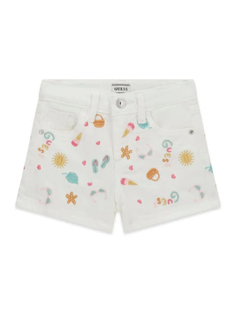 Shorts Guess ricamati Bambina - Bianco