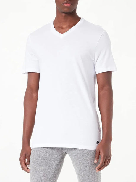 T-Shirt Adidas Uomo Acrc - 3pk V Neck T-Shirt Bianco Adidas  Angolo dello Sport