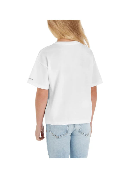 T-Shirt Ck Logo Boxy Calvin Klein Jr Bambina - Bianco